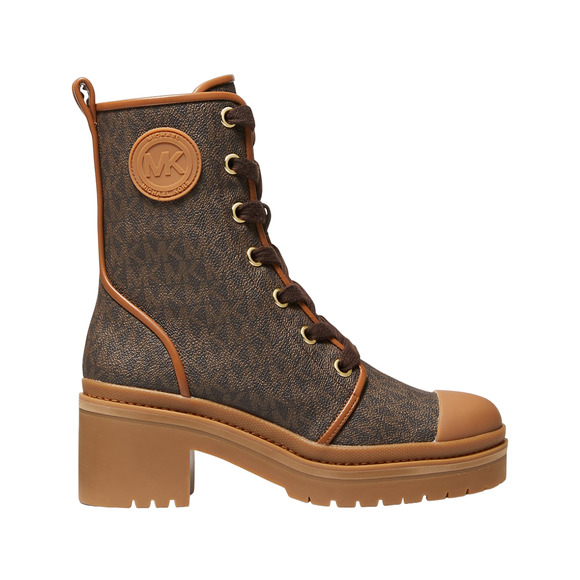 Michael Kors Corey MK Logo Combat Boot Bootie Brown 7.5 New $325 - Picture 2 of 6